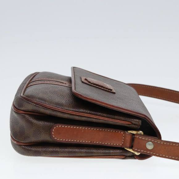 CELINE Macadam Canvas Shoulder Bag PVC Leather Brown Auth 79666 - Picture 5 of 16